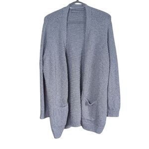 Barefoot Dreams CozyChic Boucle Welt Pocket Cardigan Blue Bell Size 2X